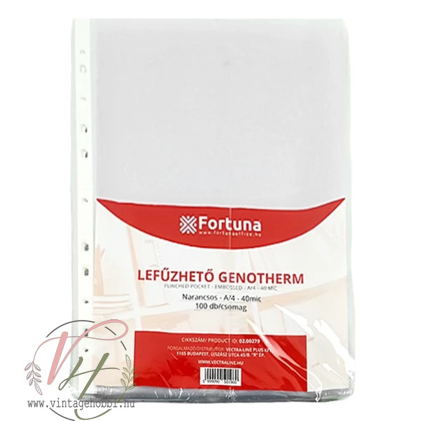 Lefuzheto_genotherm_FORTUNA_A4_40_mikron_narancsos_100_dbcsomag-i1014806 Genotherm lefűzhető A/4, 100db-os - Image 1